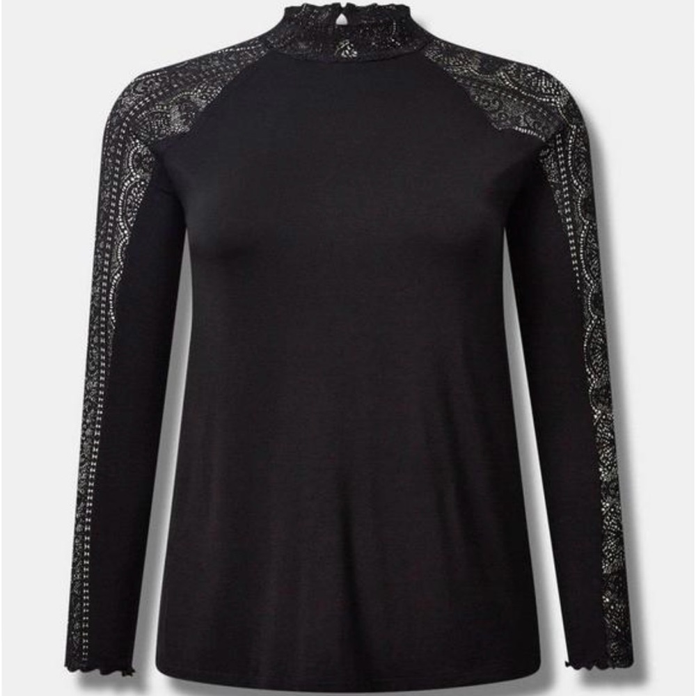 Torrid Super Soft Lace Mock Neck Long Sleeve Top